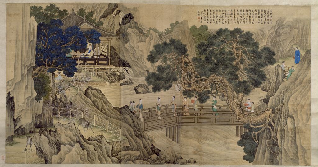 【金廷标乾隆皇帝宫中行乐图轴】